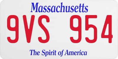 MA license plate 9VS954