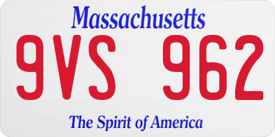 MA license plate 9VS962