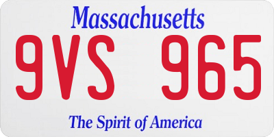 MA license plate 9VS965