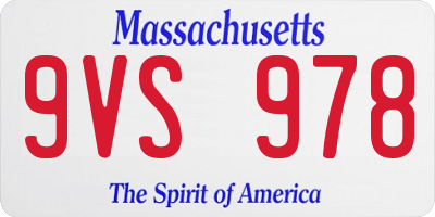 MA license plate 9VS978