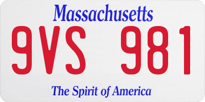 MA license plate 9VS981