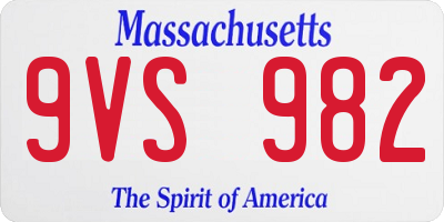 MA license plate 9VS982