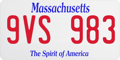 MA license plate 9VS983