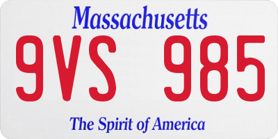 MA license plate 9VS985