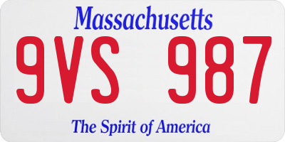 MA license plate 9VS987