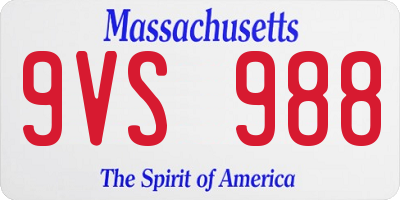 MA license plate 9VS988