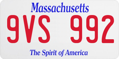 MA license plate 9VS992