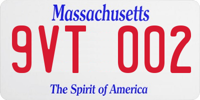 MA license plate 9VT002