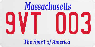 MA license plate 9VT003