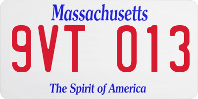 MA license plate 9VT013