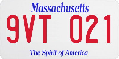 MA license plate 9VT021