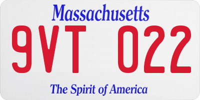MA license plate 9VT022