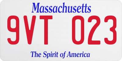 MA license plate 9VT023
