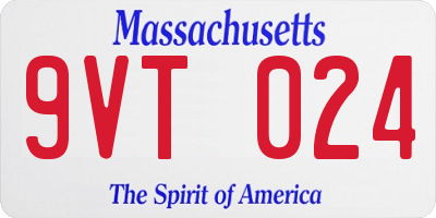 MA license plate 9VT024