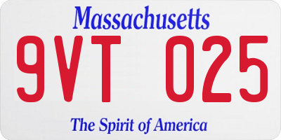 MA license plate 9VT025