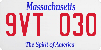 MA license plate 9VT030