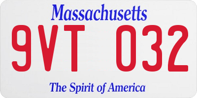 MA license plate 9VT032
