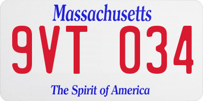 MA license plate 9VT034