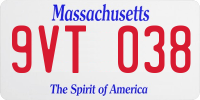 MA license plate 9VT038