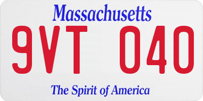 MA license plate 9VT040