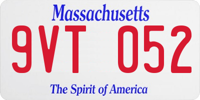 MA license plate 9VT052