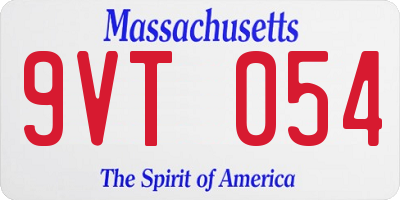 MA license plate 9VT054