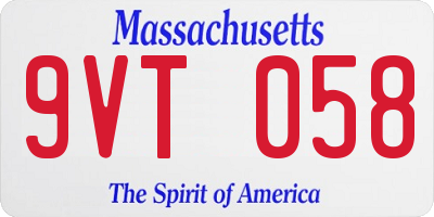 MA license plate 9VT058