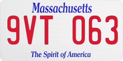 MA license plate 9VT063