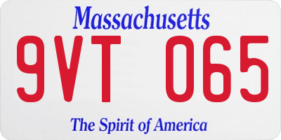 MA license plate 9VT065