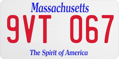 MA license plate 9VT067