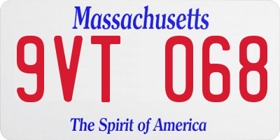 MA license plate 9VT068