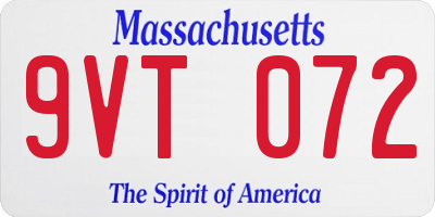 MA license plate 9VT072