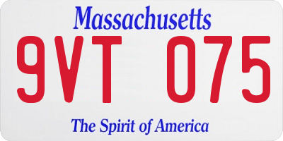 MA license plate 9VT075