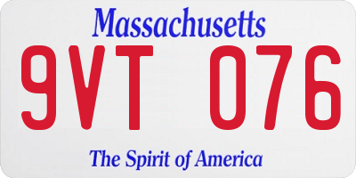 MA license plate 9VT076