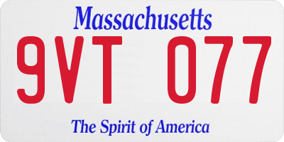 MA license plate 9VT077