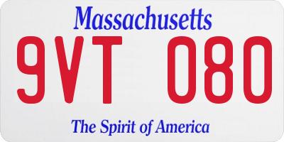 MA license plate 9VT080