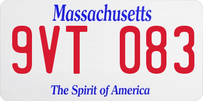 MA license plate 9VT083