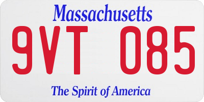 MA license plate 9VT085