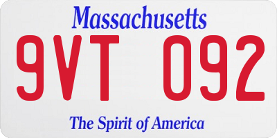 MA license plate 9VT092