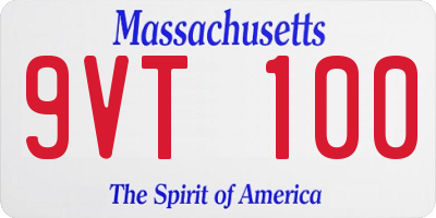MA license plate 9VT100