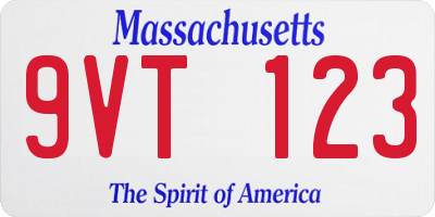 MA license plate 9VT123