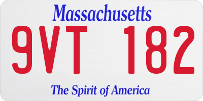 MA license plate 9VT182