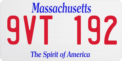 MA license plate 9VT192