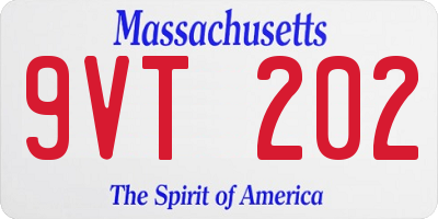 MA license plate 9VT202