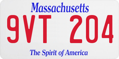 MA license plate 9VT204