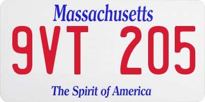 MA license plate 9VT205