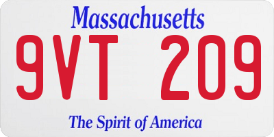 MA license plate 9VT209