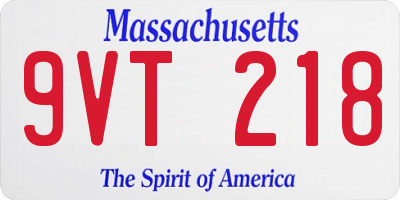 MA license plate 9VT218