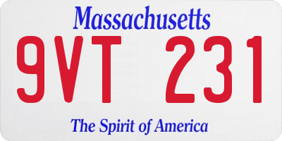MA license plate 9VT231