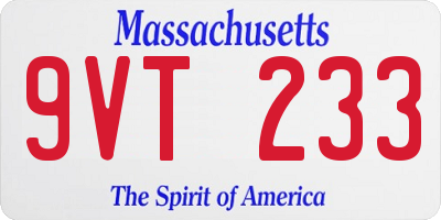 MA license plate 9VT233